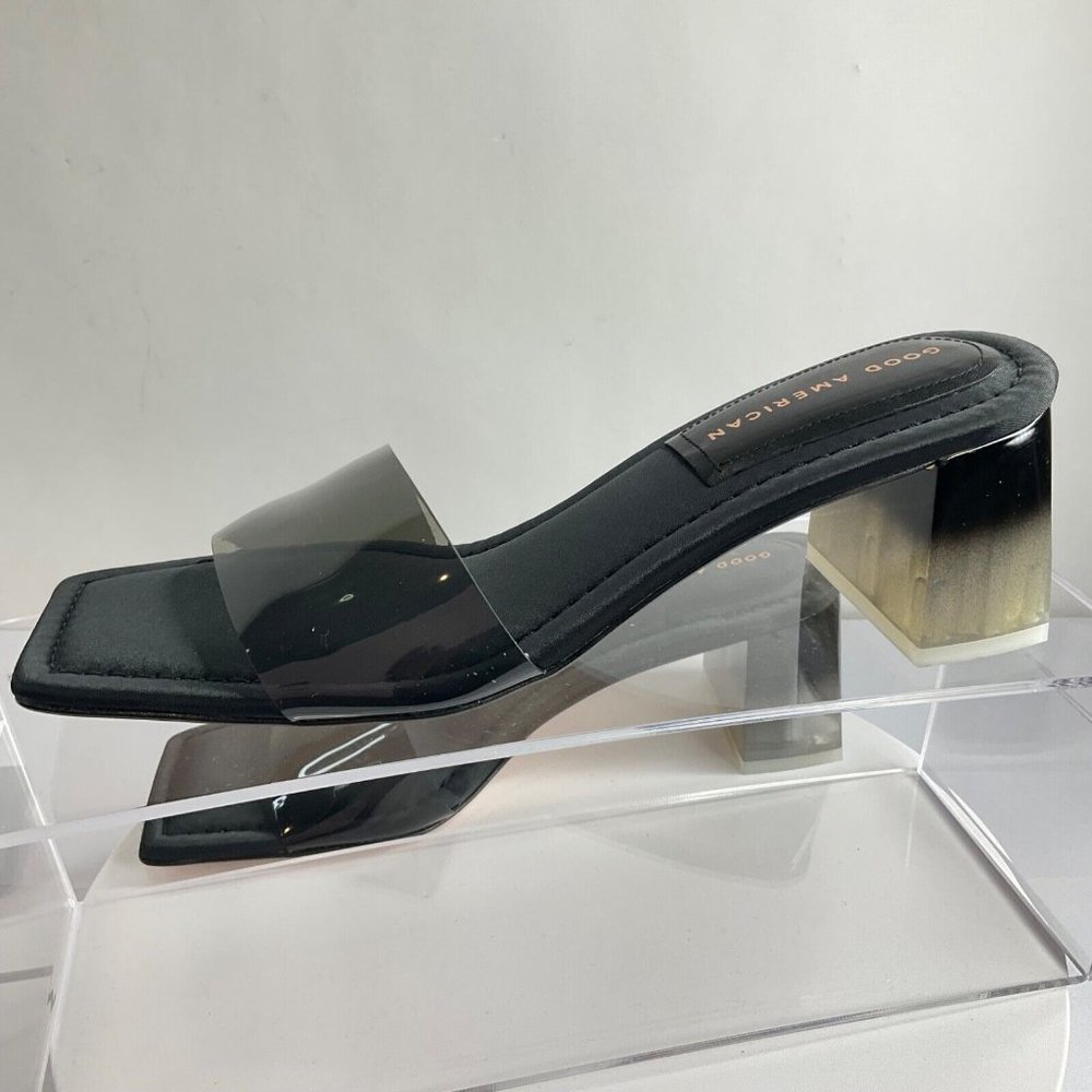 Good American Shoes Womens Size 8 Black Block Heel Slide Sandal $129 Nib - Picture 6 of 12